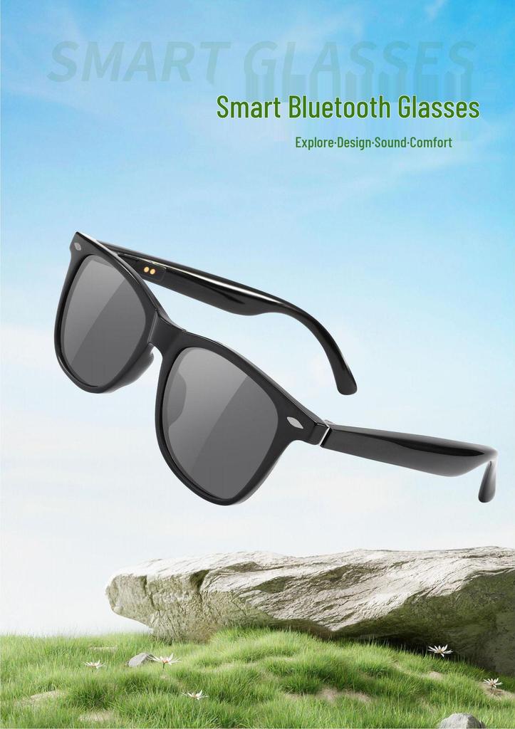 AI Smart Bluetooth Music & Call Glasses with Auto On/Off & Metal Hinges