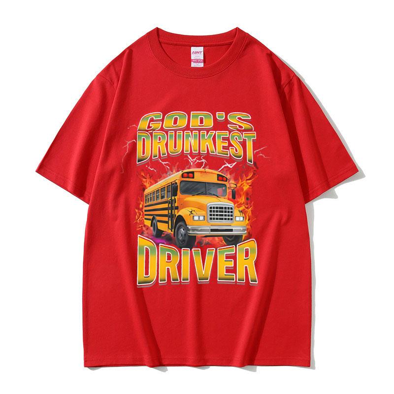 Gods Drunken Driver Funny Meme Tshirt Men Casual Humor Oversized Short Sleeve Tops T Shirts Male Vintage 100 Cotton Tshirts