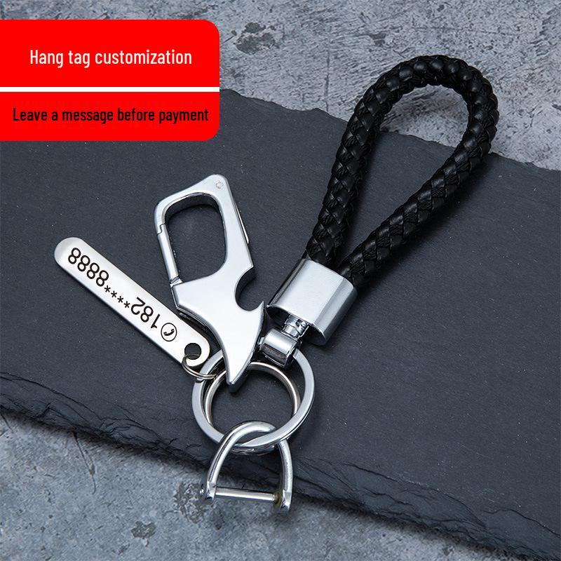Men's High-End Woven Rope Keychain: Anti-Lost Key Ring for Cars & Motorcycles