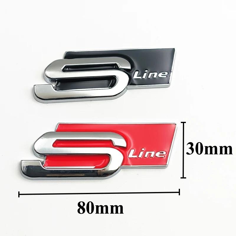 3D Big Metal Black Sline Logo S Line Emblem Car Badge For  dgrb6 A1 A3 A4 A5 A6 Q2 Q5 Q7 Q3 S3 S4 S6 TT S Line Sticker Accrssorie