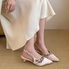 2026 New Summer Classic Champagne Black Banquet Wedding Shoes Sexy Rhinestone Satin Pointed Toe High Heel Sandals for Women