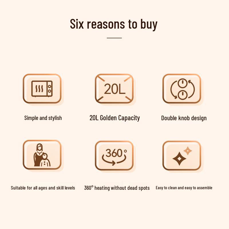 20L Mini Multifunctional Electric Microwave Oven with Mechanical Turntable