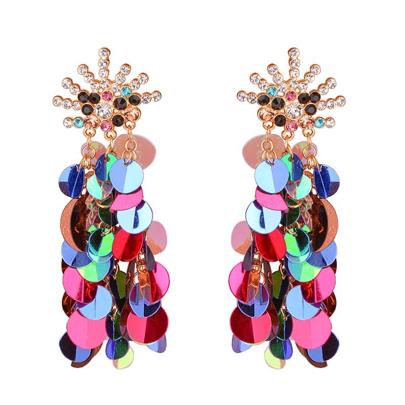 

Бриллиантовые разноцветные блестящие пайетки с блестками и кисточками, висячие серьги-подвески для женщин, ювелирные изделия