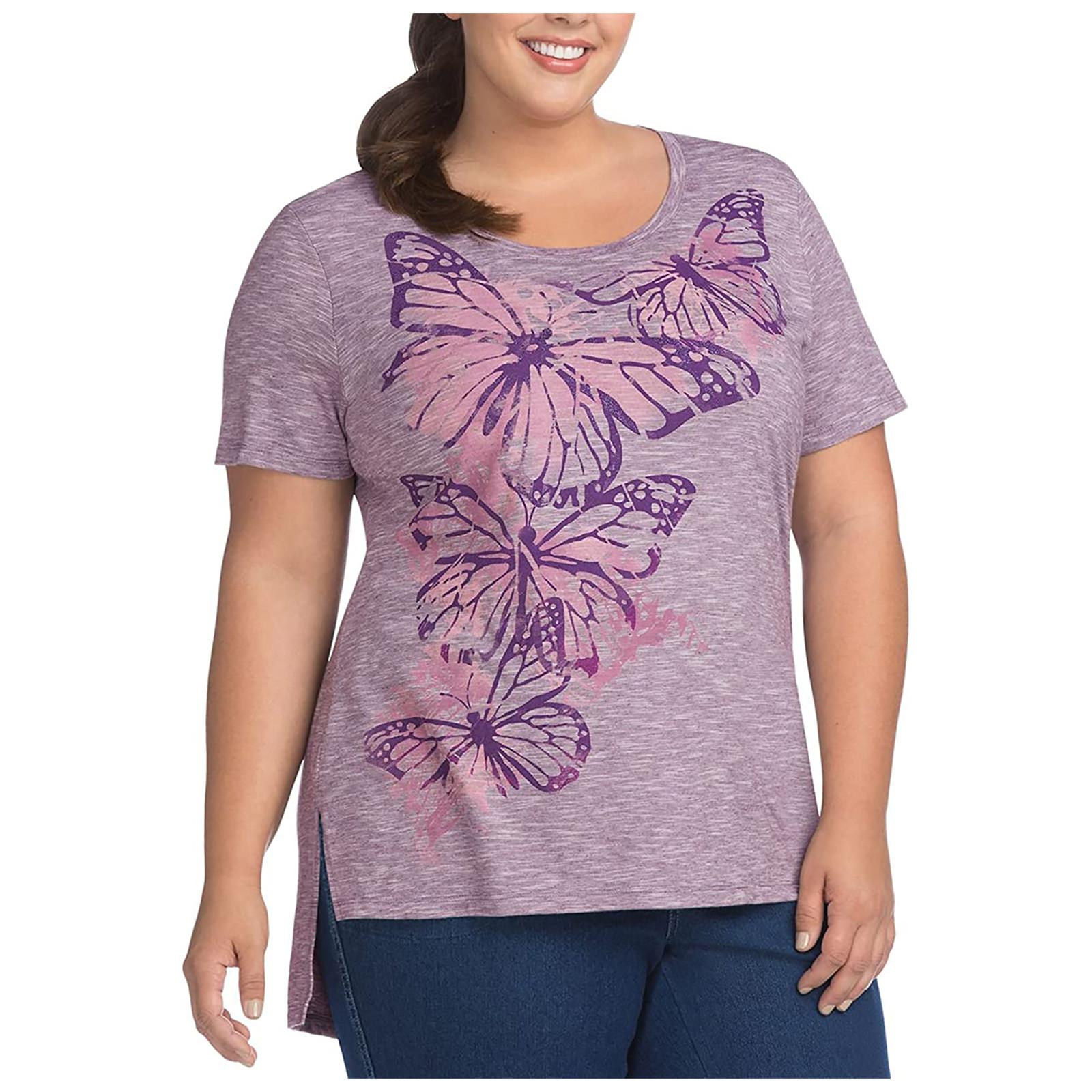 

Women s Plus Size Fashion Round Neck Pullover Print Loose Casual Top T-Shirt XXXL