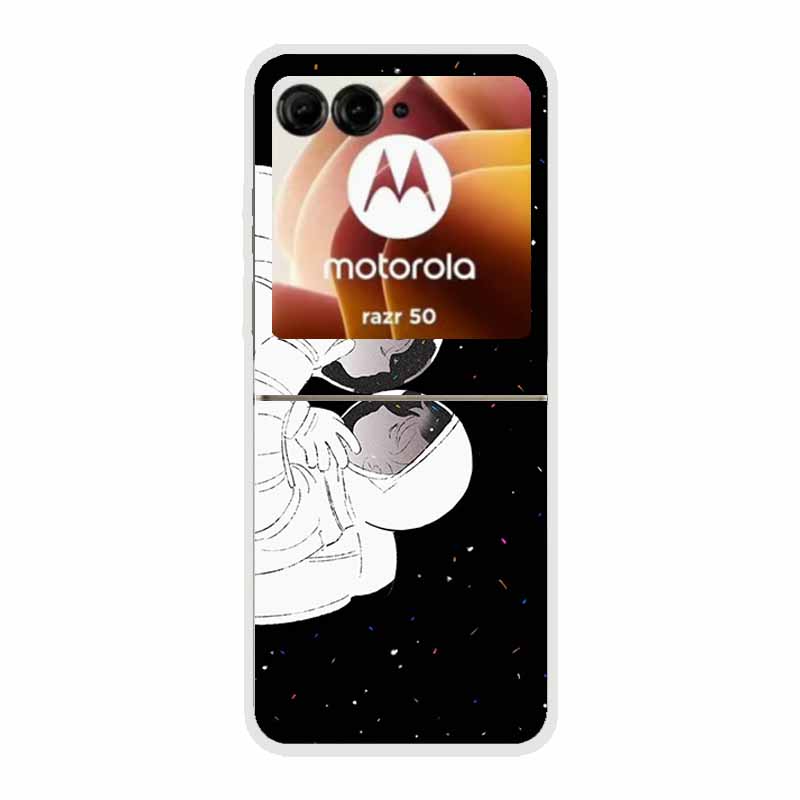 For Moto Razr 50 Case Clear Plastic Hard Painted Space Transparent Phone Covers for Motorola Razr 60 50 Coque Razr 2024 PC Cases