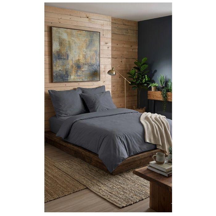 Housse de couette en coton 200 x 200 cm uni Edenne ardoise