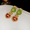 Baroque Style Zircon Earrings,Ornate Filigree Gemstone Earrings,Vintage Gemstone Drop Earrings,