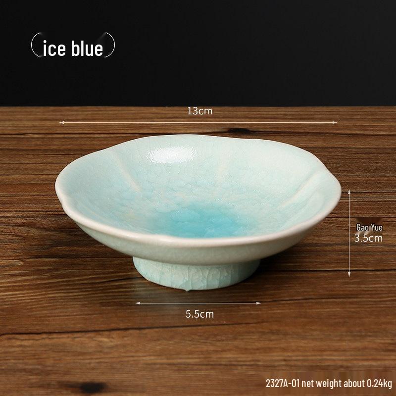 Ru Kiln Crackle Six-Petal Ceramic Dessert and Tea Plate