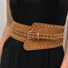 Adjustable Rivet Wide Waistbands Punk Style Irregular Leather Belt Y2K Cool Girls Belt  for Gift