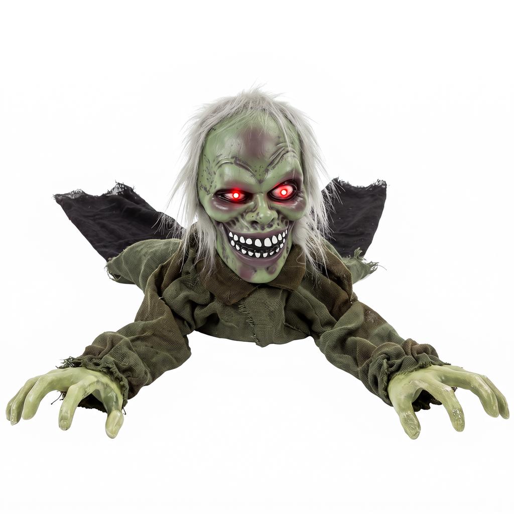 Halloween Decoration Halloween Animatronic Crawling Zombie With Light Up Eyes And Creepy Sound
