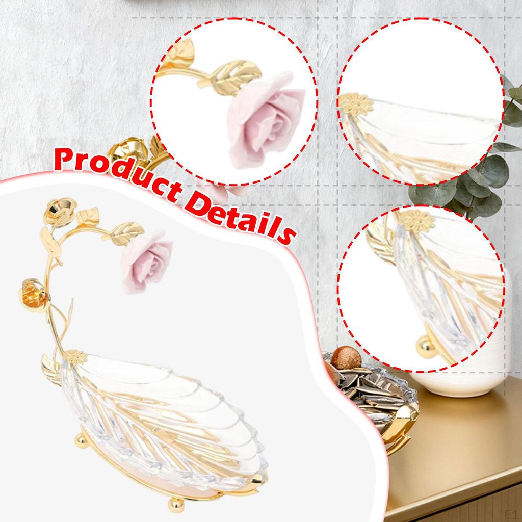 Blatt Tablett Serviergeschirr Servieren Stabil Dessert Ornament Gold Klar Obstteller Kuchenständer für Hotel