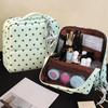 Polka Dot Pu Leather Cosmetic Bag Large Capacity Multi Compartments For Daily Travel Makeup Skincare Storage