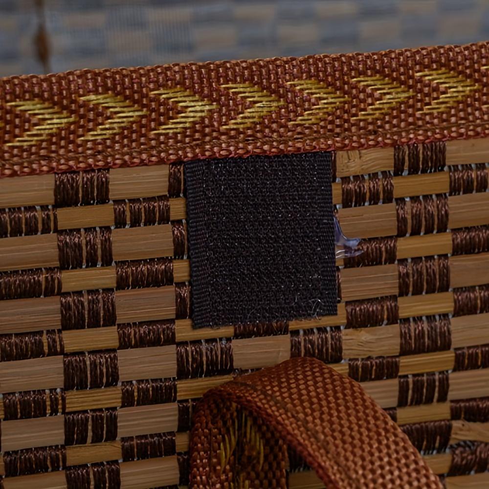 Bamboo Basket Natural -Friendly Woven Basket Bamboo Picnic Basket with Lid Handheld Snacks Bread Storage Basket