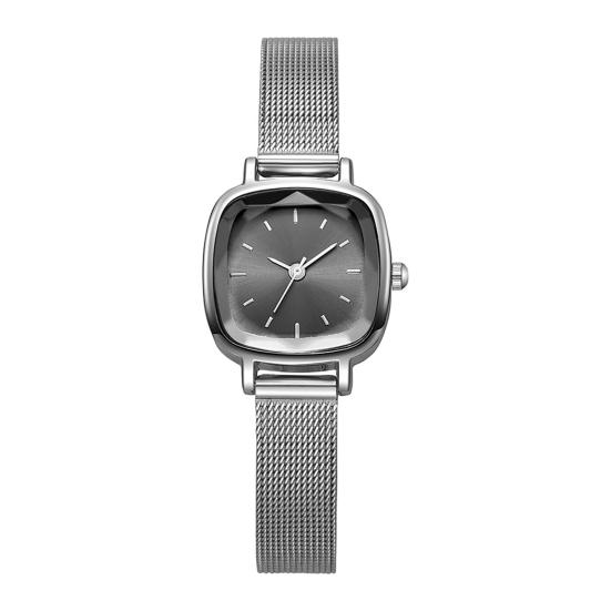 

Unisex Quartz Watch Minimalist Square Dial Watch Retro Mesh Band Wristwatch for Men Women Work School чорний