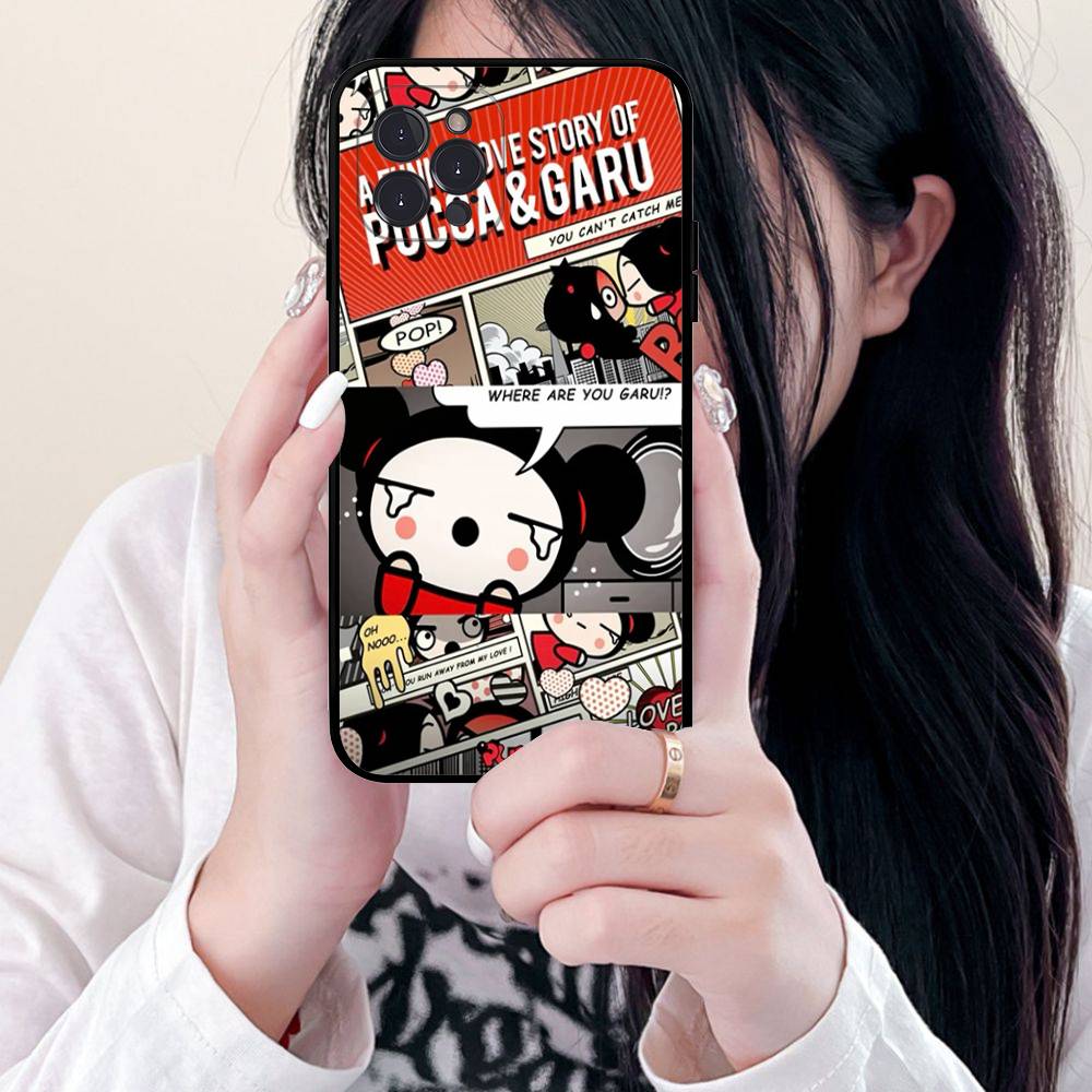 Popular Animation P-Pucca For IPhone 17 16 15 14 13 12 11 Pro Max 13 17Air Shockproof Soft Phone Cases Coque
