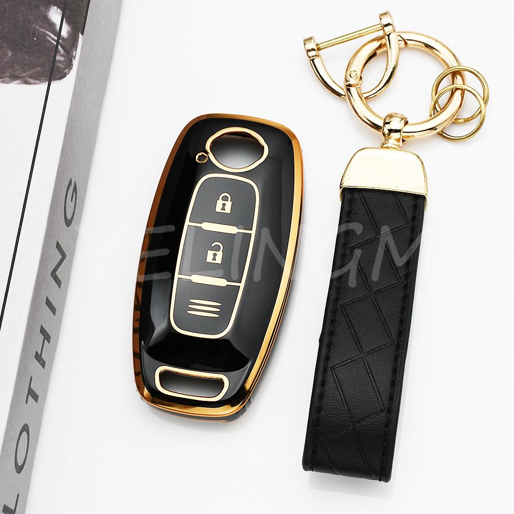 3 Buttons Soft Tpu Car Key Case For Nissan Rouge Kicks Pathfinder J12 Ariya Altima Rogue Qashqai Bluebird Sylphy Keychain Shell