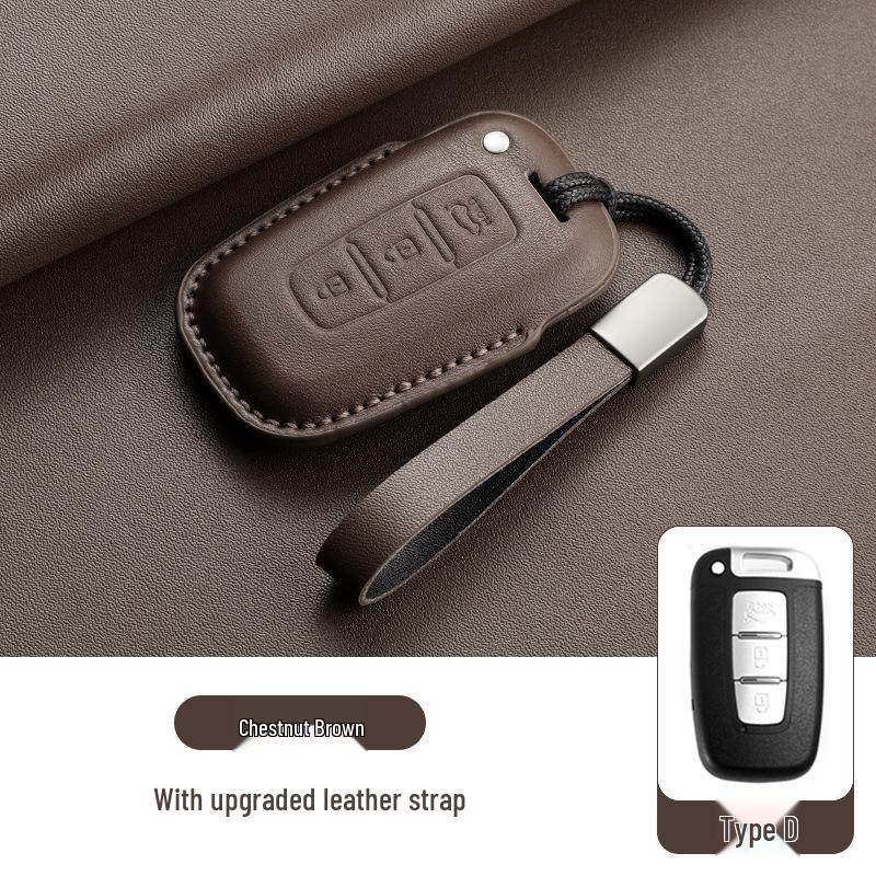 Genuine Leather Key Case for Hyundai Ix35, Santa Fe, Fiesta, Ix25, Elantra, Verna, Mistra