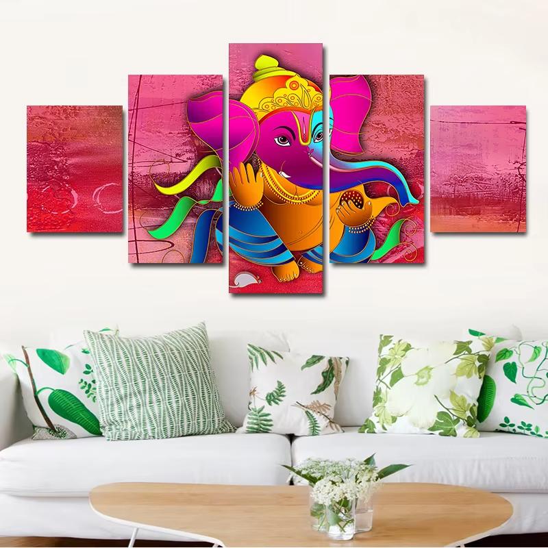 5pcs Lord Shiva Hindu God Ganehsa Radha Krishna Canvas Painting Hinduism Religious Posters for Living Room DecorUnframed 20x35 20x45 20x55cm