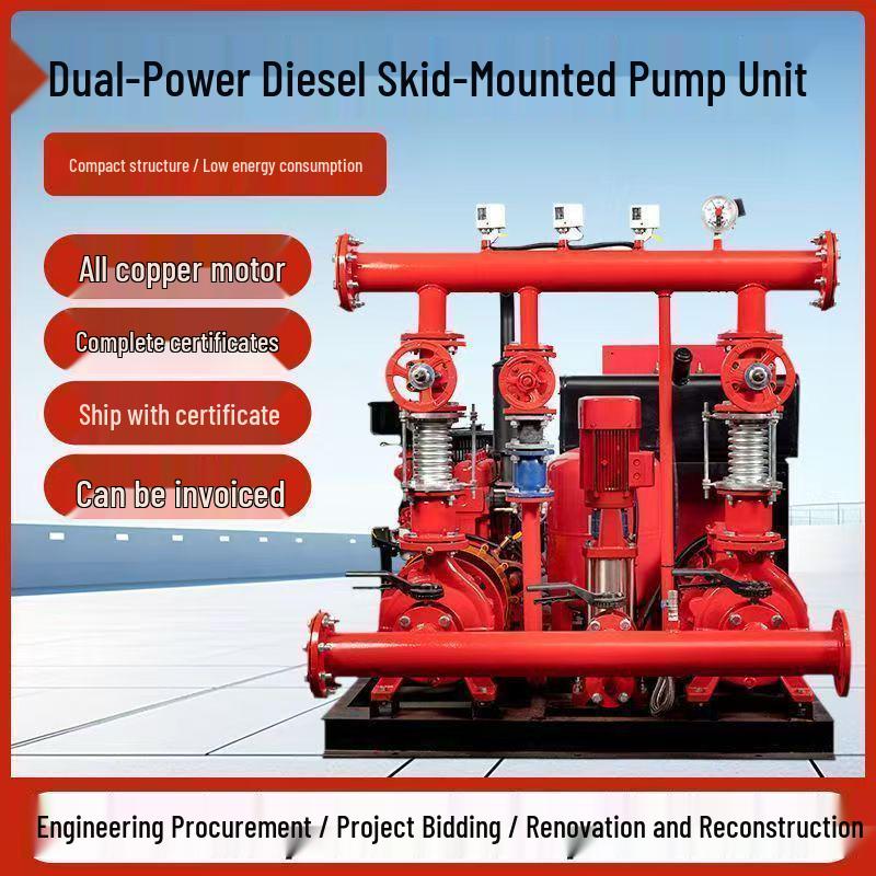 Dual Power IoT Fire Pump Set with Diesel-Electric Integration and Skid-Mounted Pressure Control