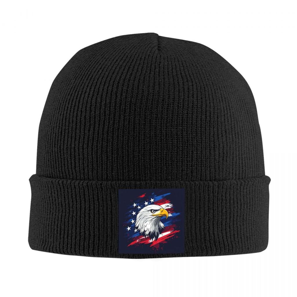 American Eagle Print Warm Knitted Cap Winter Knit Bonnet Hat Skullies Beanies Hip Hop Caps for Unisex