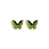Gradient Color Green Crystal Stone Edged Butterfly Stud Earrings Fashion High-End Versatile Trendy Ear Jewelry