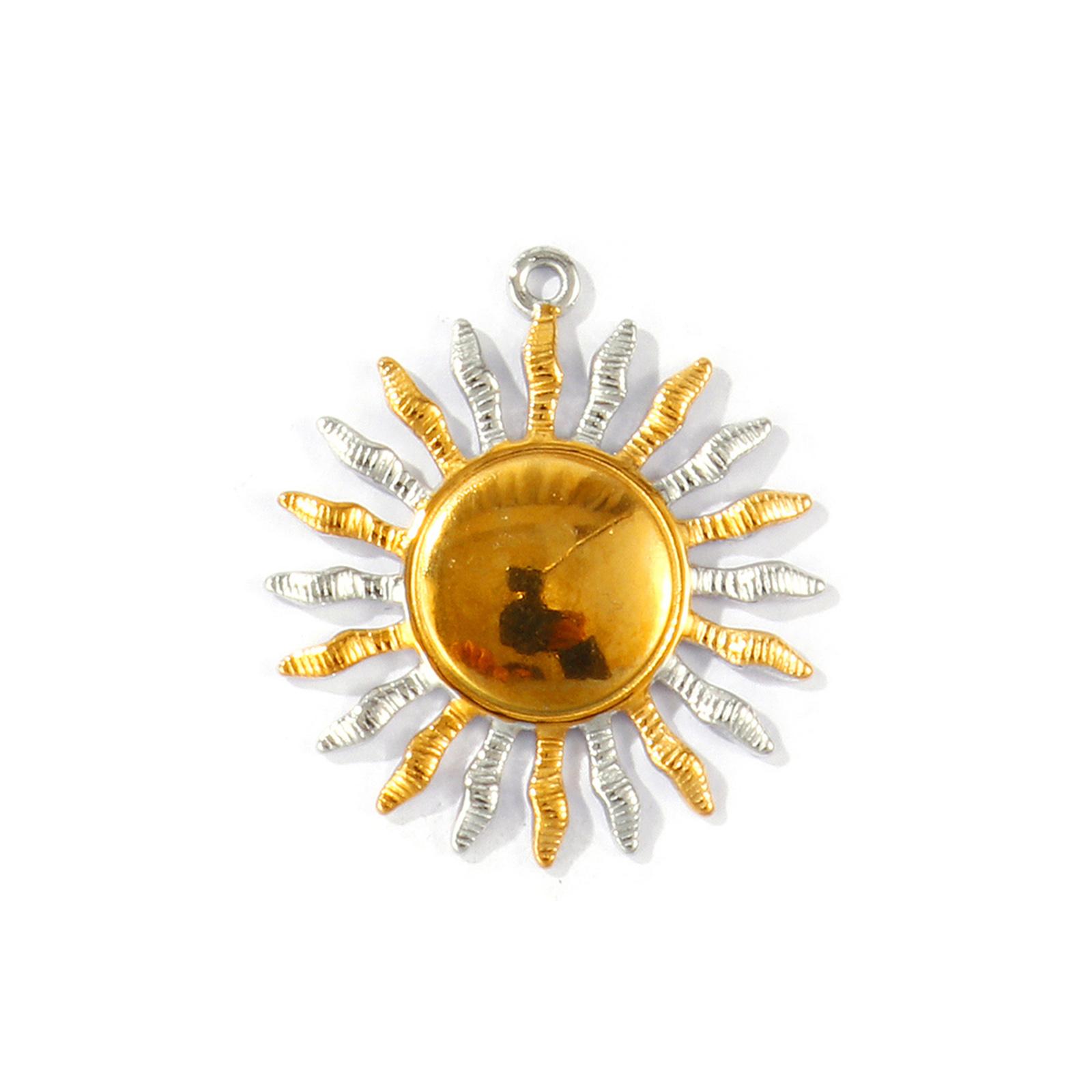 

2Pcs Waterproof 304 Stainless Steel Charms Heart Ex Voto Sun Moon 18K Gold Plated &Silver Plated Two Tone Pendants DIY Necklace