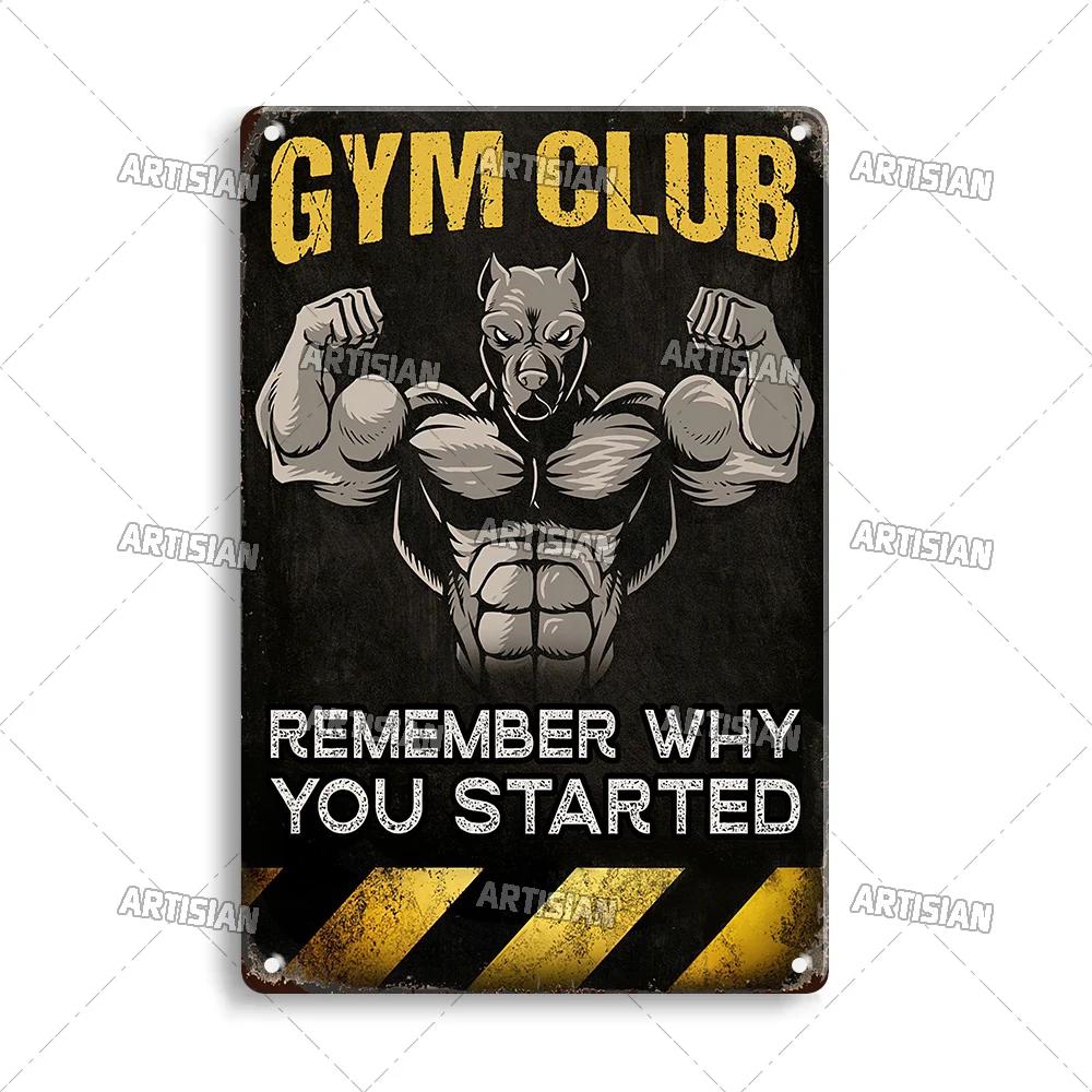Artisian Funny Sport Metal Sign Fitness Tin Poster Gym Decorative Plate Wall Decor Garage Bar Pub Club Hotel Cafe Kitchen Home