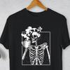 Halloween T Shirt Drinking Coffee Skeleton Hot
