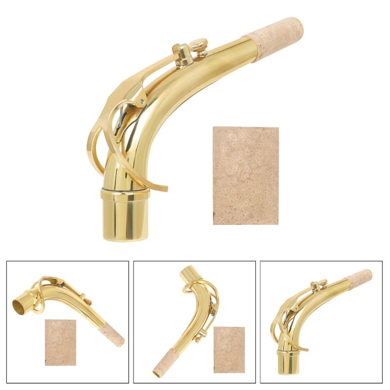 Brass Sax Necks Replacement Alto Saxophone Bend Neck with Cork Sheet Curved Neck Woodwind Instruments Accessories