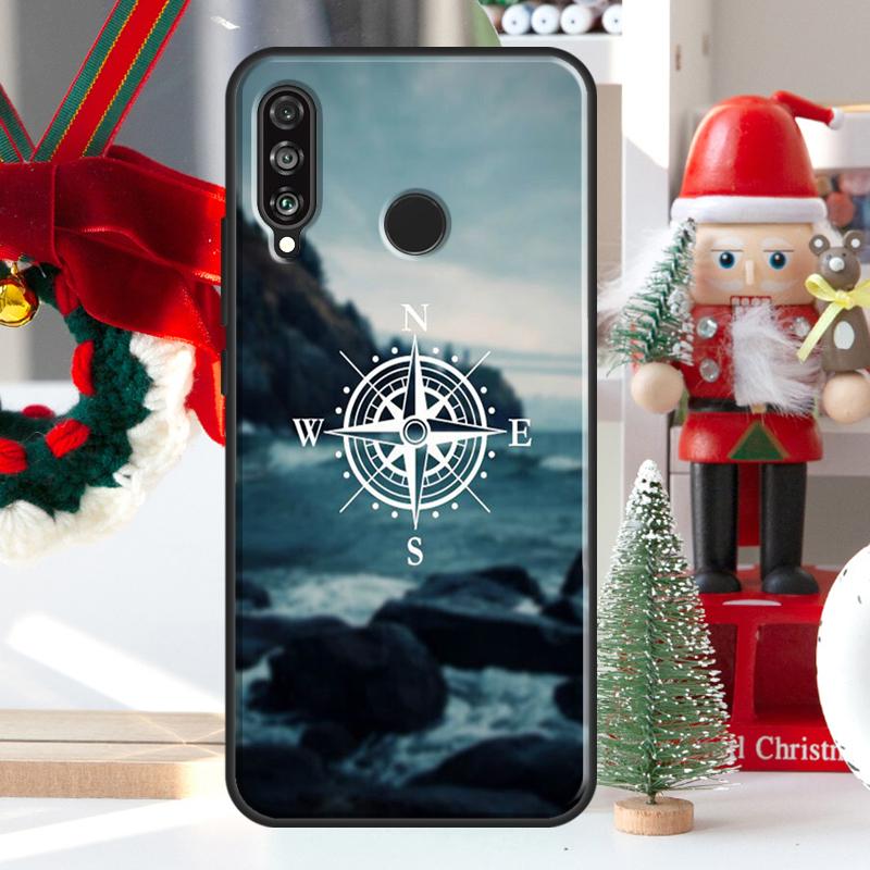 World Map Compass Nautical For Huawei Nova Y73 Y60 Y70 Y90 Y72 Y61 Y91 7i 8i 11i 12i 12s 9 10 SE P20 P30 P40 Lite Case