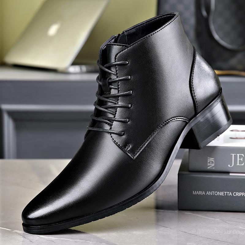 Hot Sale Mens Genuine Leather High Top Casual Shoes Soft Sole Lace-up Ankle Boots Leisure Walk Male Business Botas Chelsea Boots