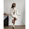 Versatile Cartoon Print Fleece-Lined Sweatshirt - Autumn/Winter Fashion