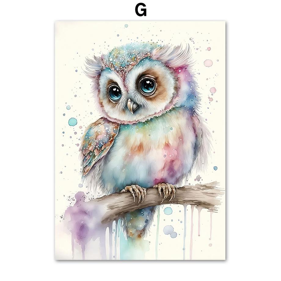 Watercolor Elephant Dolphin Owl Turtle Sheep Poster Nordic Wall Art Print Canvas Painting Cartoon Pictures Baby Kids Room Decor