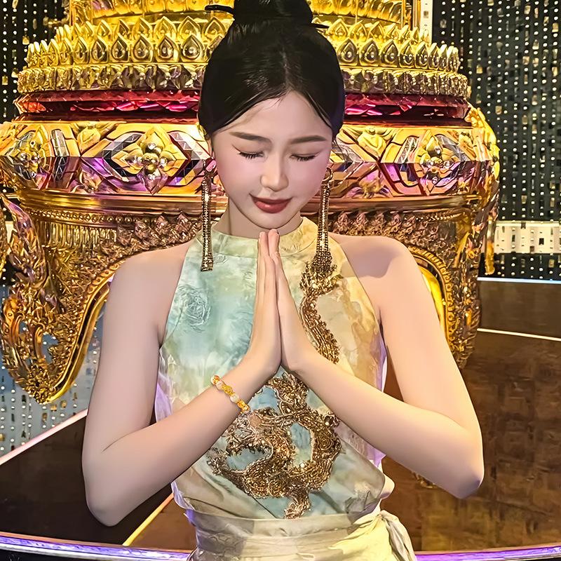 Yu Shuxin's same style of fortune-attracting and wealth-bringing golden citrine beaded bracelet for women, light luxury niche exquisite bracelet