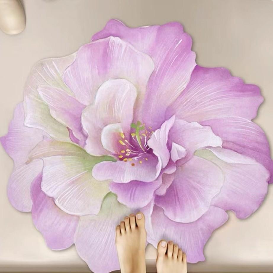 New Simple Flower Household Bathroom Diatom Mud Floor Mat Bathroom Door Absorbent Quick-drying Foot Mat Anti-slip Mat