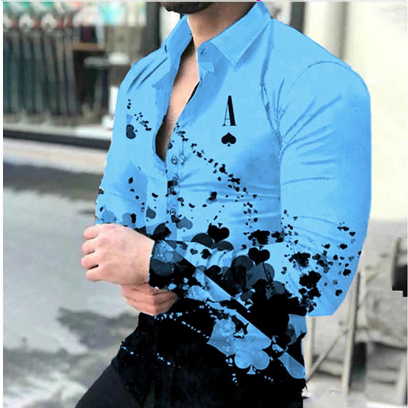Men's Shirts Poker Black Pink White a Series of Men's New Casual Outdoor Party New 2024 Men's New Tops