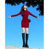 Roter Bodycon-Rock für Damen - Herbst/Winter 2026 Schlankes Strickkleid für Neujahr