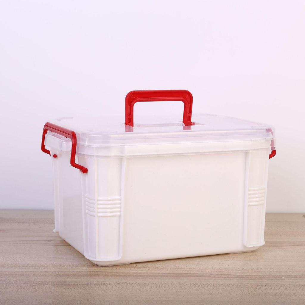 Extra Large Double-Layer Handheld Medicine and First Aid Storage Box