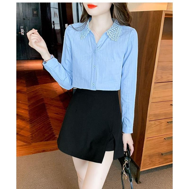 Jaro Podzim Dámská 2025 Nová Vyšívaná Bavlněná Košile Módní Košile Top