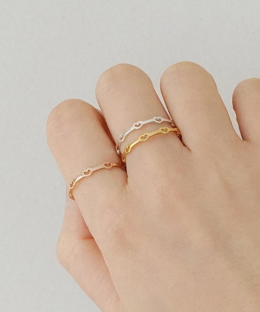 Alleun Silver 925 Heart Bold Ring Friendship Layering