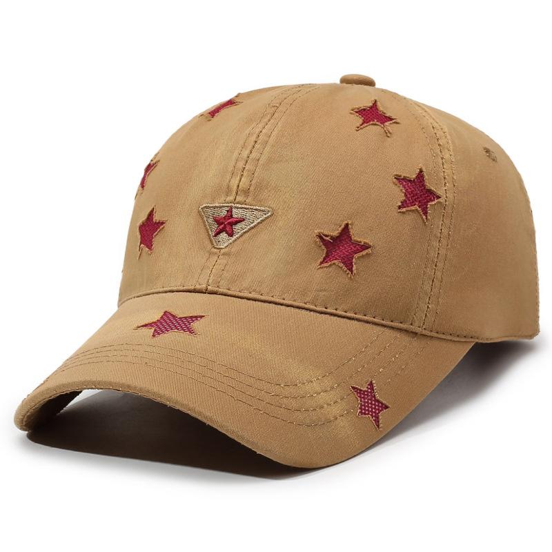 Vintage Five-Pointed Star Embroidered Baseball Cap Unisex Cap Breathable Soft Top Sunhat
