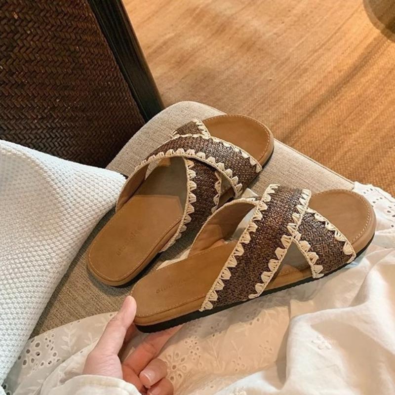 Versatile Shoes Woven Shoes Crossed One-line Versatile Sandals Dragging Women's Shoes New Style Shoes Devotion