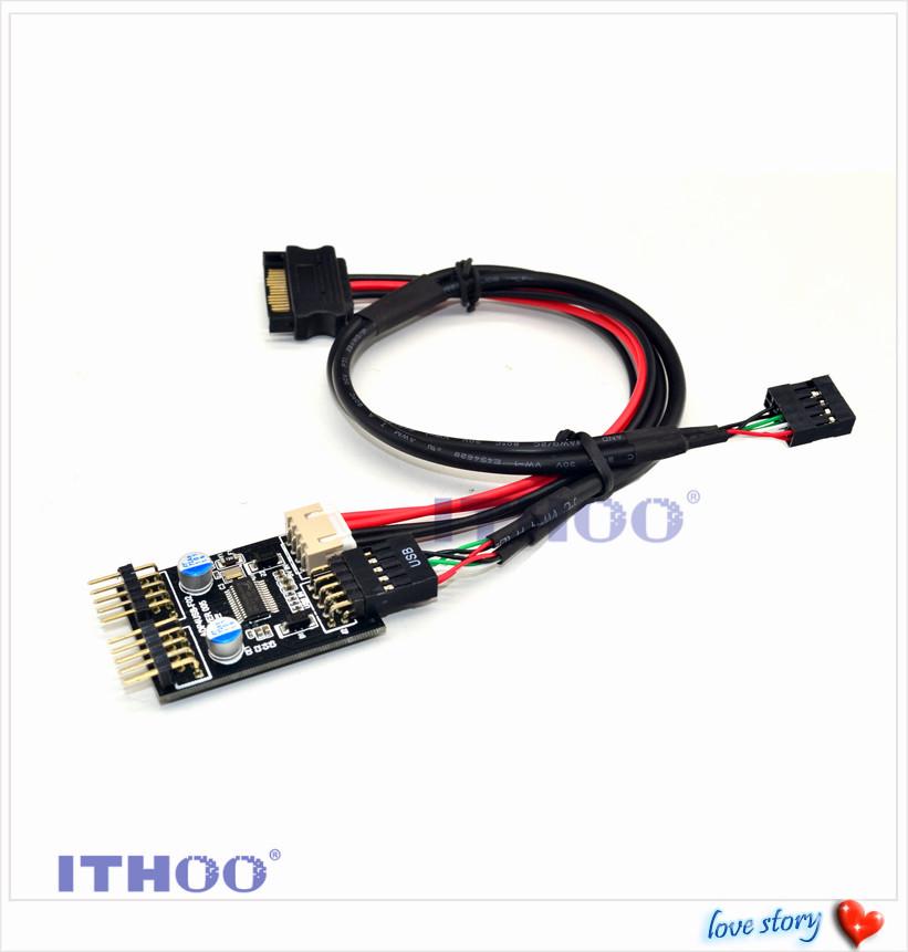 USB 2.0 Motherboard Hub: 9-Pin to Dual 9-Pin Expansion Adapter