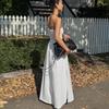 tube top dress European and American summer new holiday off-the-shoulder pleated high-waisted long dress