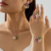 Vintage French Elegant Holiday Style Colored Dripping Flower Necklace Bracelet Temperament Jewelry Set Women