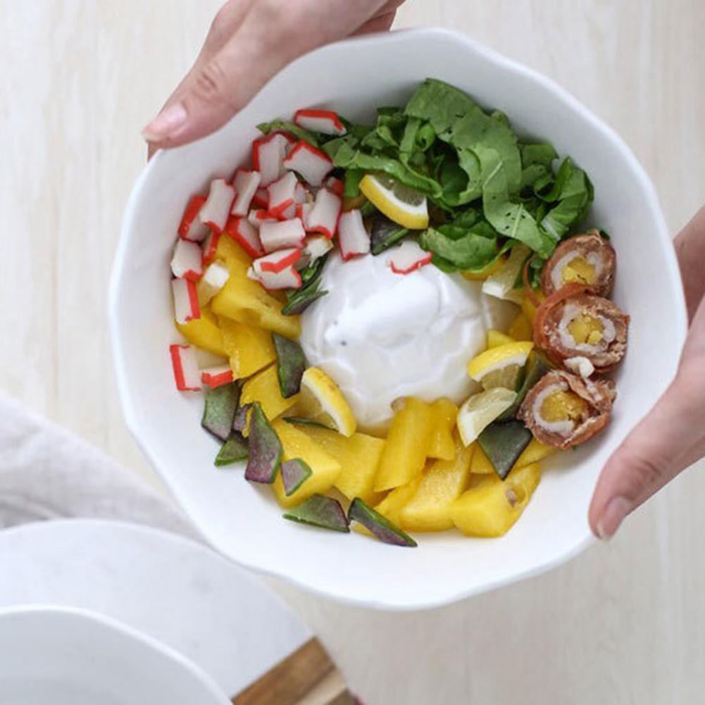 White Ceramic Bowl Large Salad Mixing Bowl Container For Restaurant