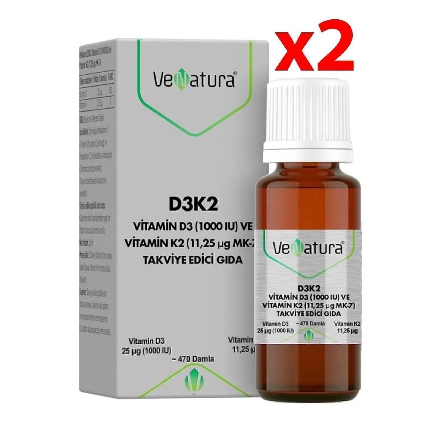 

Vitamin D3 K2 Menakuinon 7 Drops 20 Ml 2 Pieces