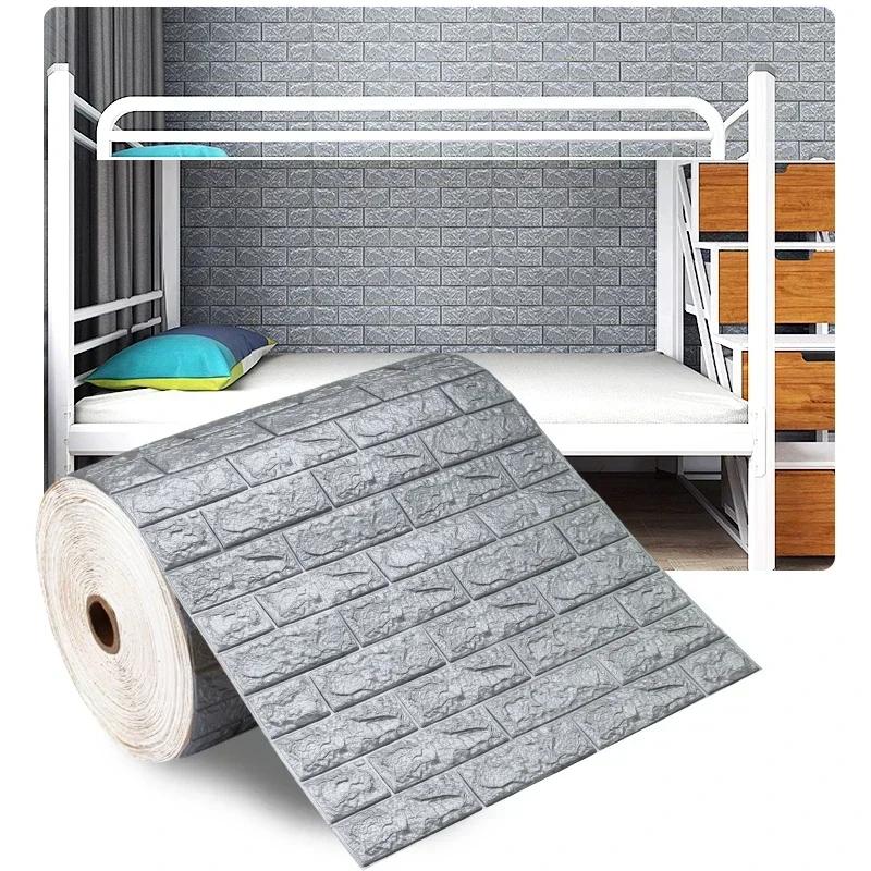 Self-Adhesive Panels 3D Soft Crash Foam Wallpaper Imitation Brick Wall Stickers Home Living Room Kid Bedroom Decor
