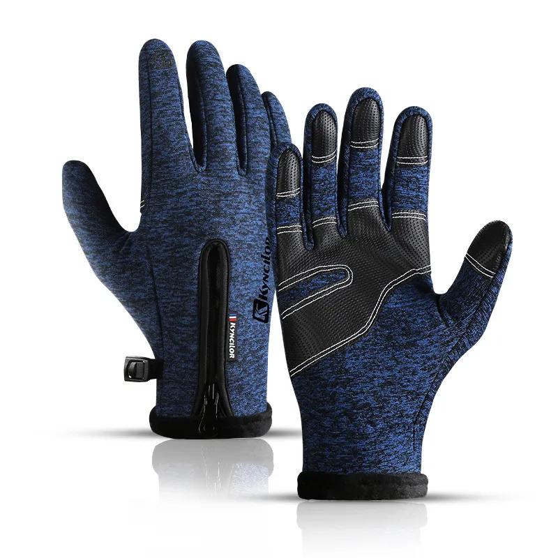 

Winter Warm Touchscreen Man Gloves Waterproof Ski Women Non-slip Outdoor Use Athletic Windproof Warmth Biking Reflective Glo Practical Use S темно-синий