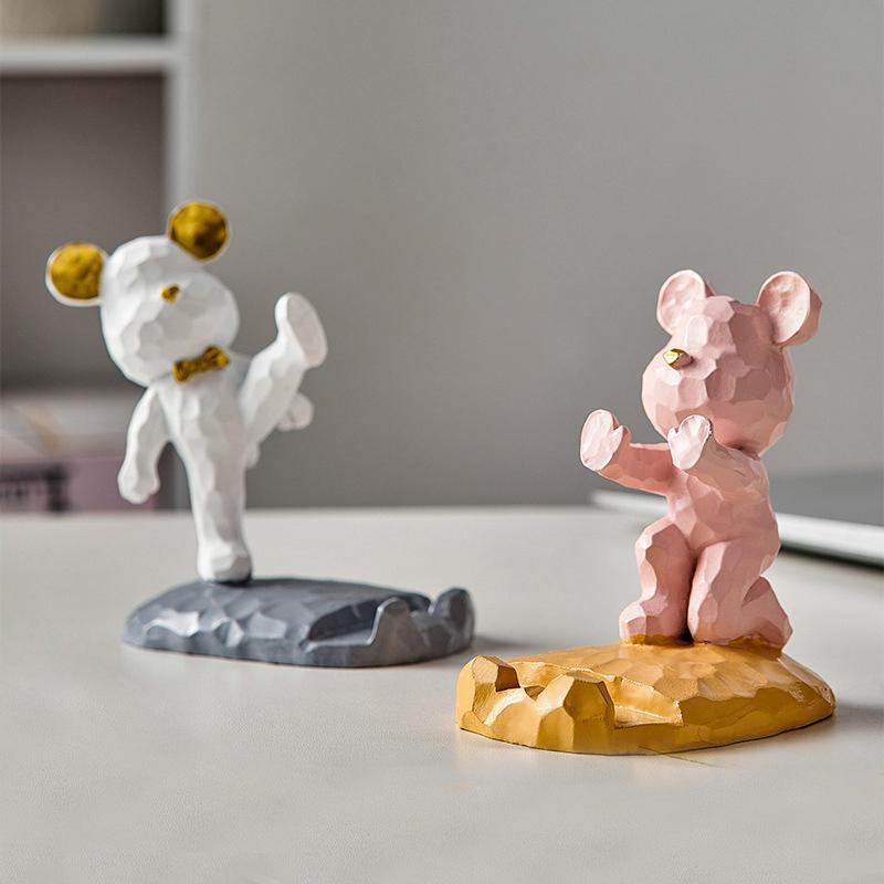 Violent Bear Decoration Creative Light Luxury Mobile Phone Holder Home Living Room Study Desktop Cute Lazy Bracket Decoration